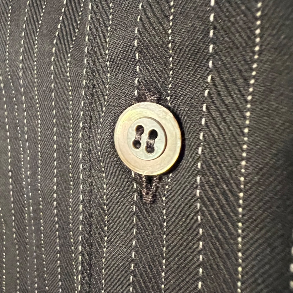 Ermenegildo Zegna Dress Shirt- Black w/ White Pin Stripes - Picture 3 of 6